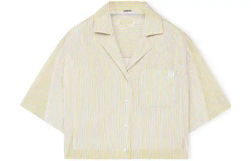 LOEWE Stripe Cropped Pyjama Blouse 'Yellow/Blue'