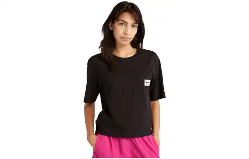 Timberland T Shirts Women's Black Crew Neck Moderate Straight Fit