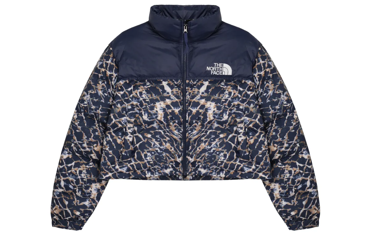 The North Face abstract-print quilted jacket