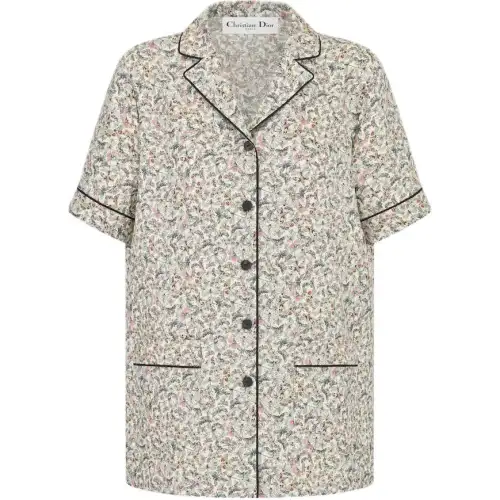 DIOR Shirts Women's Light Gray Cuban Collar Moderate Other
