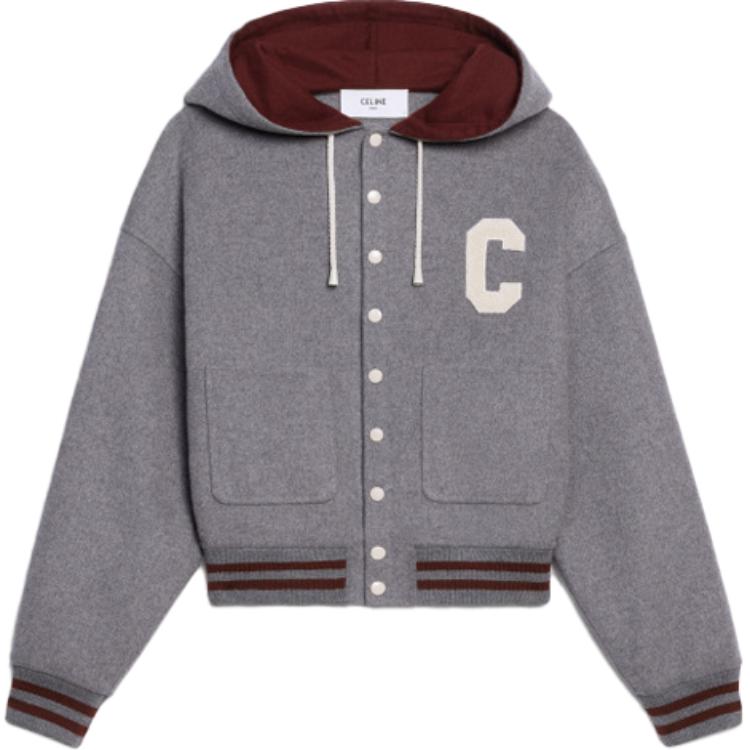 CELINE Jackets Women's Gray Hooded Moderate Other