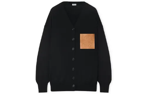 LOEWE Knitwear Women's Black V Neck Moderate Cardigan