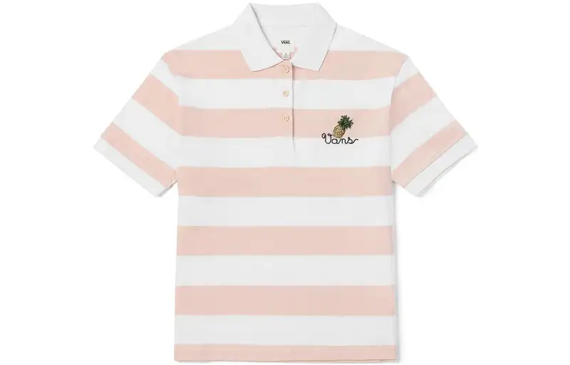 Vans Polo Shirts Women's Pink Polo Collar Moderate Straight Fit
