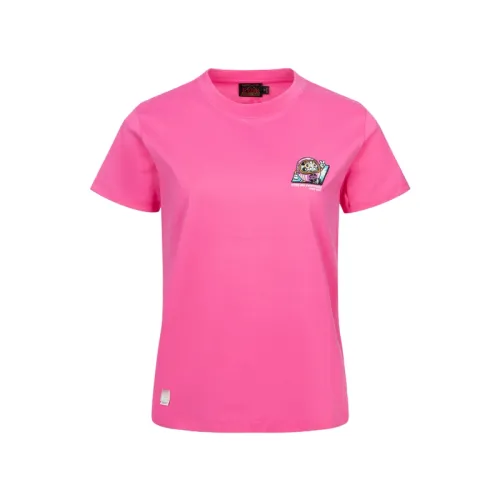 EVISU T Shirts Women's Peach Pink Crew Neck