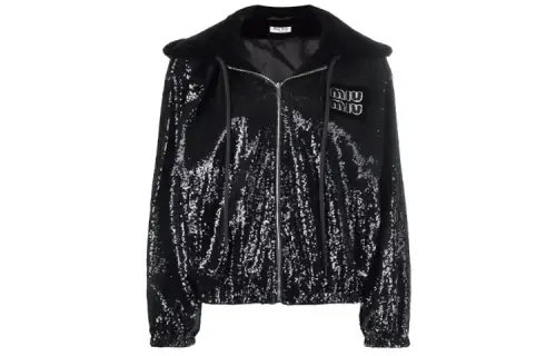 MIU MIU Jackets Women's Black Hooded Moderate Other
