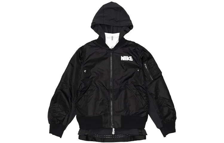 Nike X Sacai Jackets Women's Black Hooded Moderate Other