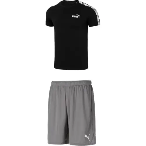 PUMA Casual Sportswear Men's Black+Gray Crew Neck Moderate