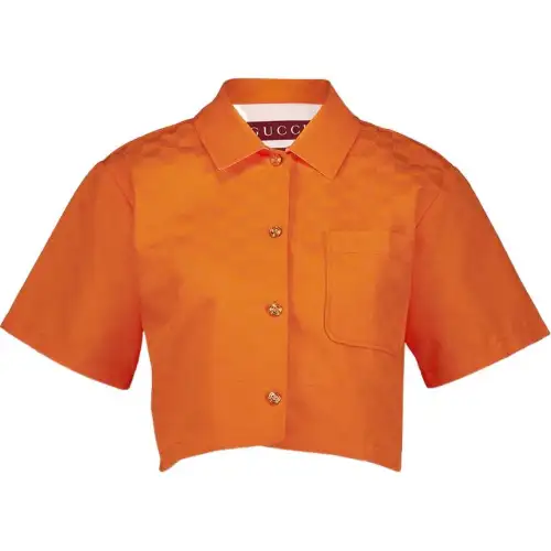 GUCCI Shirts Women's Orange Lapel Moderate Other