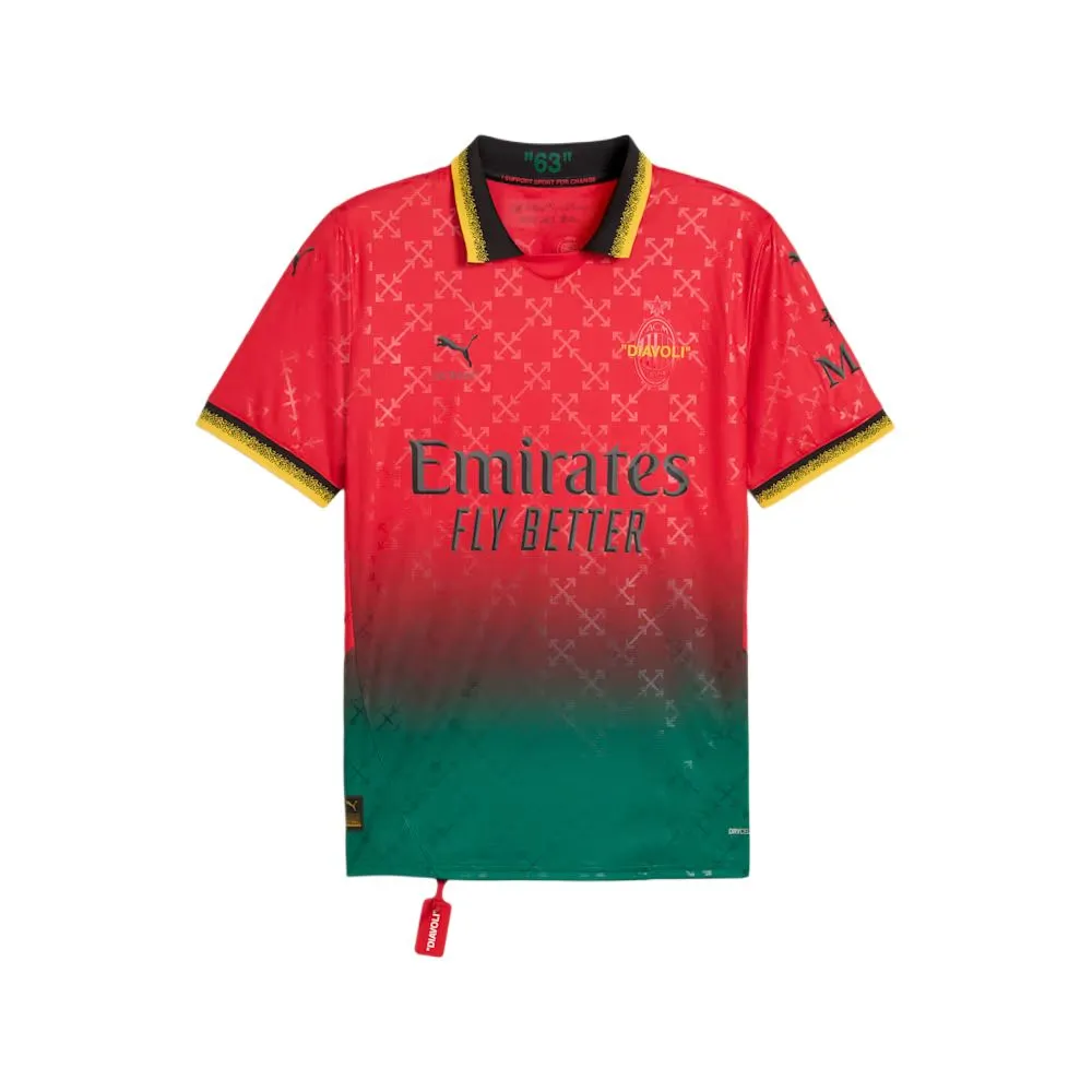 PUMA x AC MILAN X Off White™ AC Milan SS25 Soccer Jersey Fan Edition Men's Eternal Red/Black