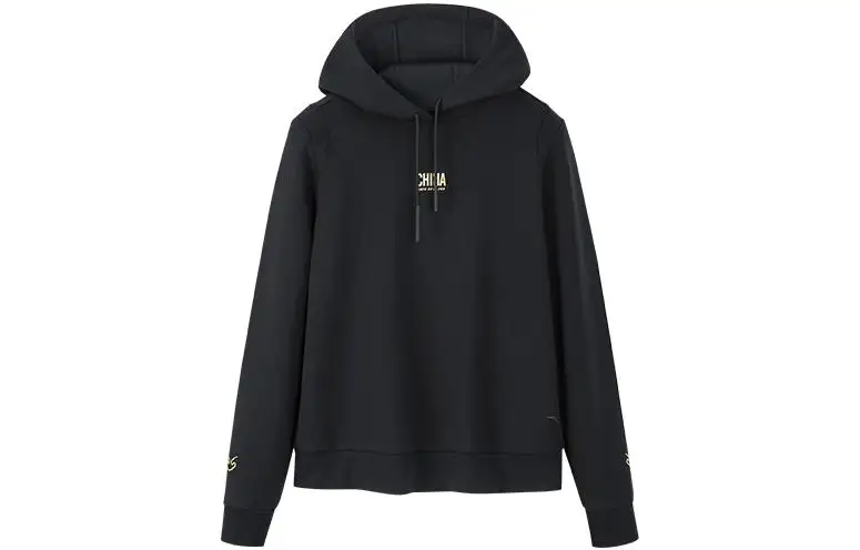 ANTA Sweatshirts Women's Black Hooded Moderate Regular