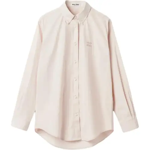 MIU MIU Shirts Women's Pink Pointed Collar Moderate