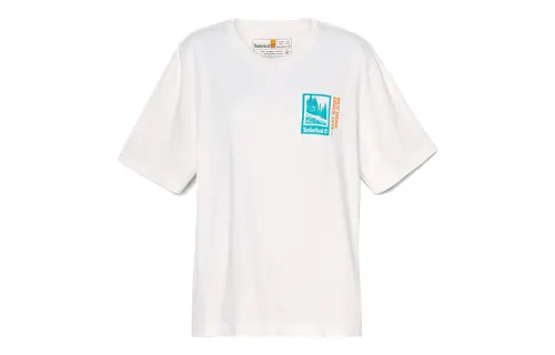 Timberland T Shirts Women's White Crew Neck Moderate Straight Fit