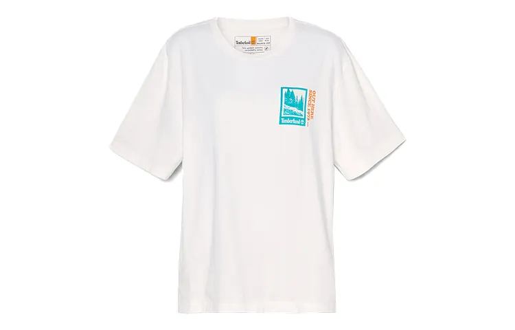 Timberland T Shirts Women's White Crew Neck Moderate Straight Fit