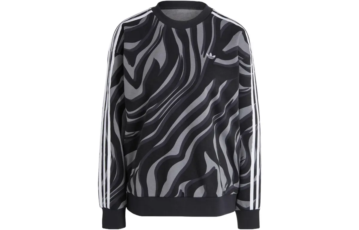 Adidas Originals Sweatshirts Women's Black Gray Crew Neck Moderate Regular
