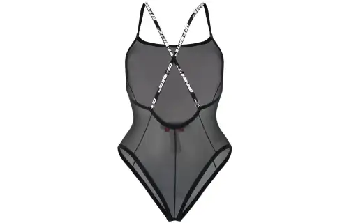 OFF WHITE Logo Strap Mesh Bodysuit 'Black'