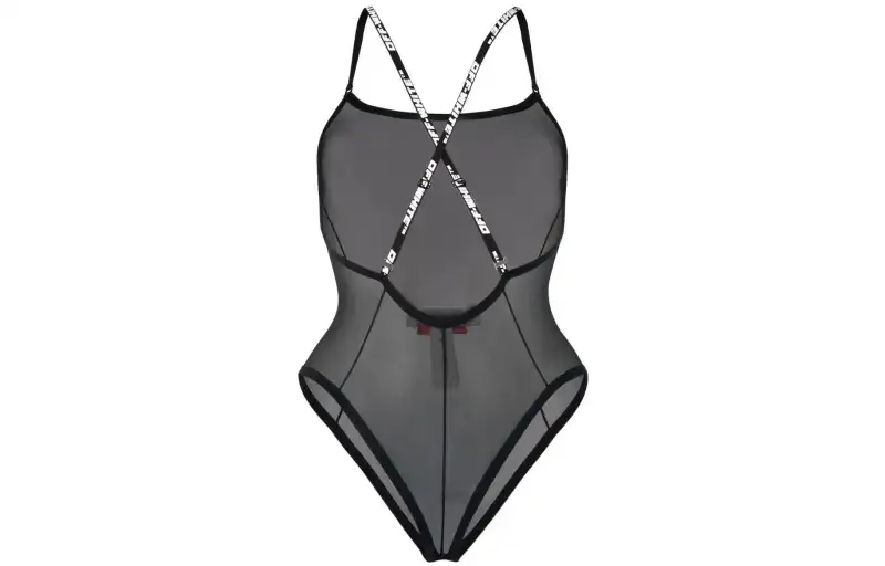 OFF WHITE Logo Strap Mesh Bodysuit 'Black'