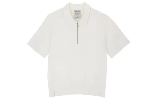Skechers Polo Shirts Women's Marshmallow White 0074 Polo Collar Moderate Straight Fit