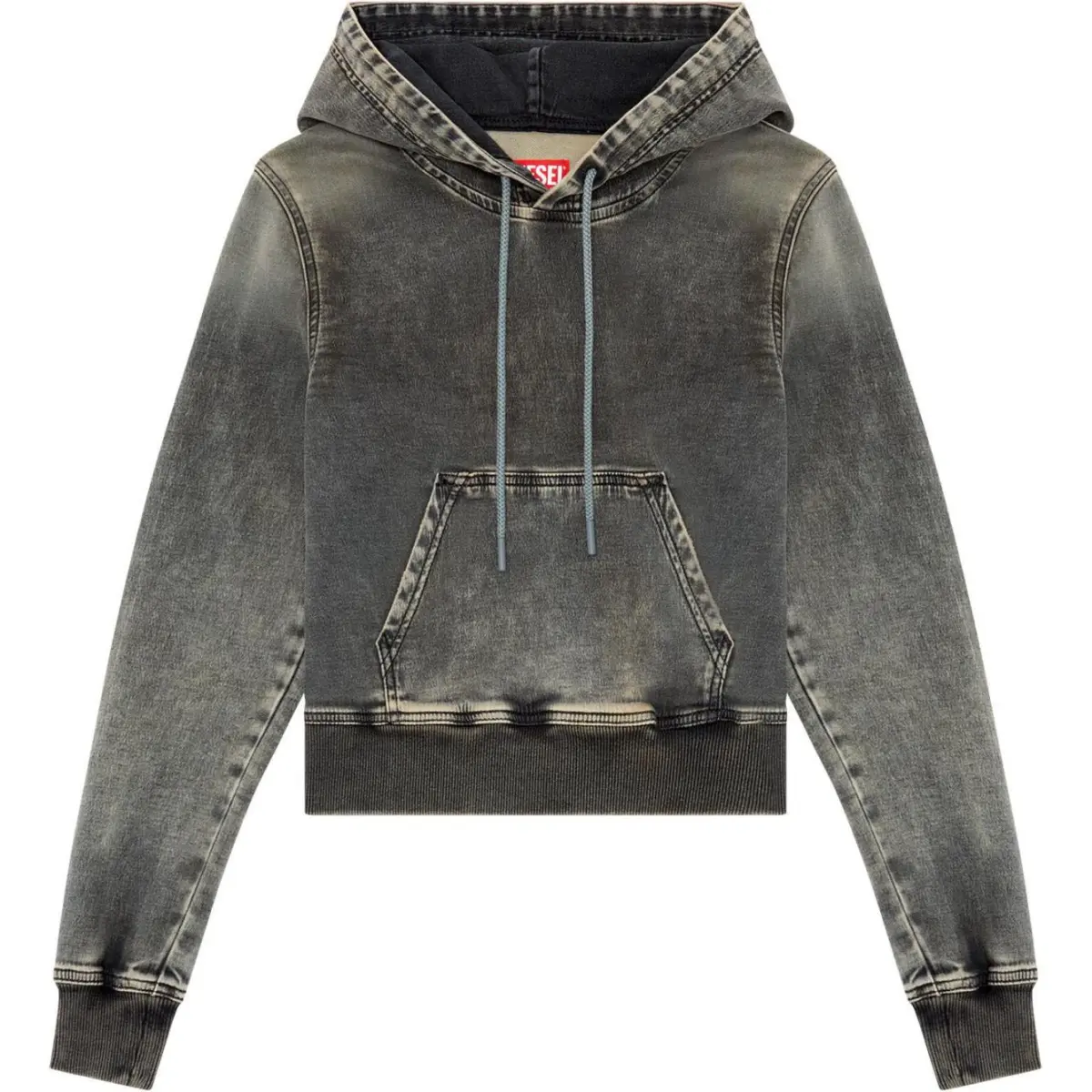 DIESEL D Angy Hood Track Cropped Denim Hoodie 'Black'