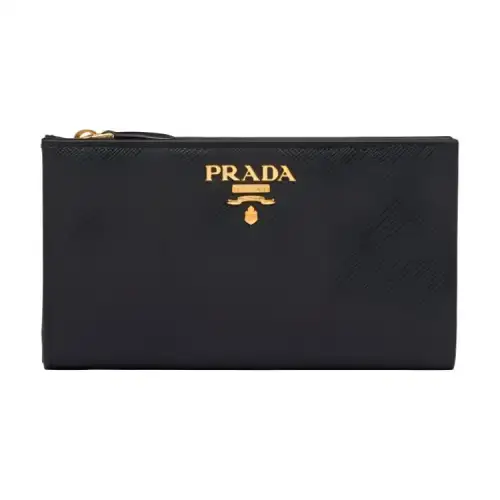 PRADA Saffiano Leather Wallet Large Women's Black