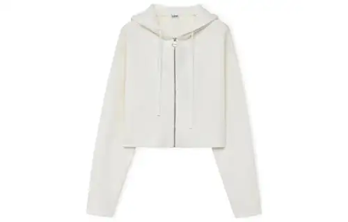 LOEWE Anagram Zip Up Hoodie In Wool White
