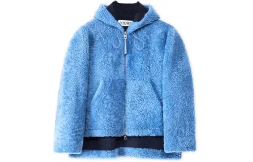 LOEWE Hooded Shearling Jacket 'Blue/Navy'