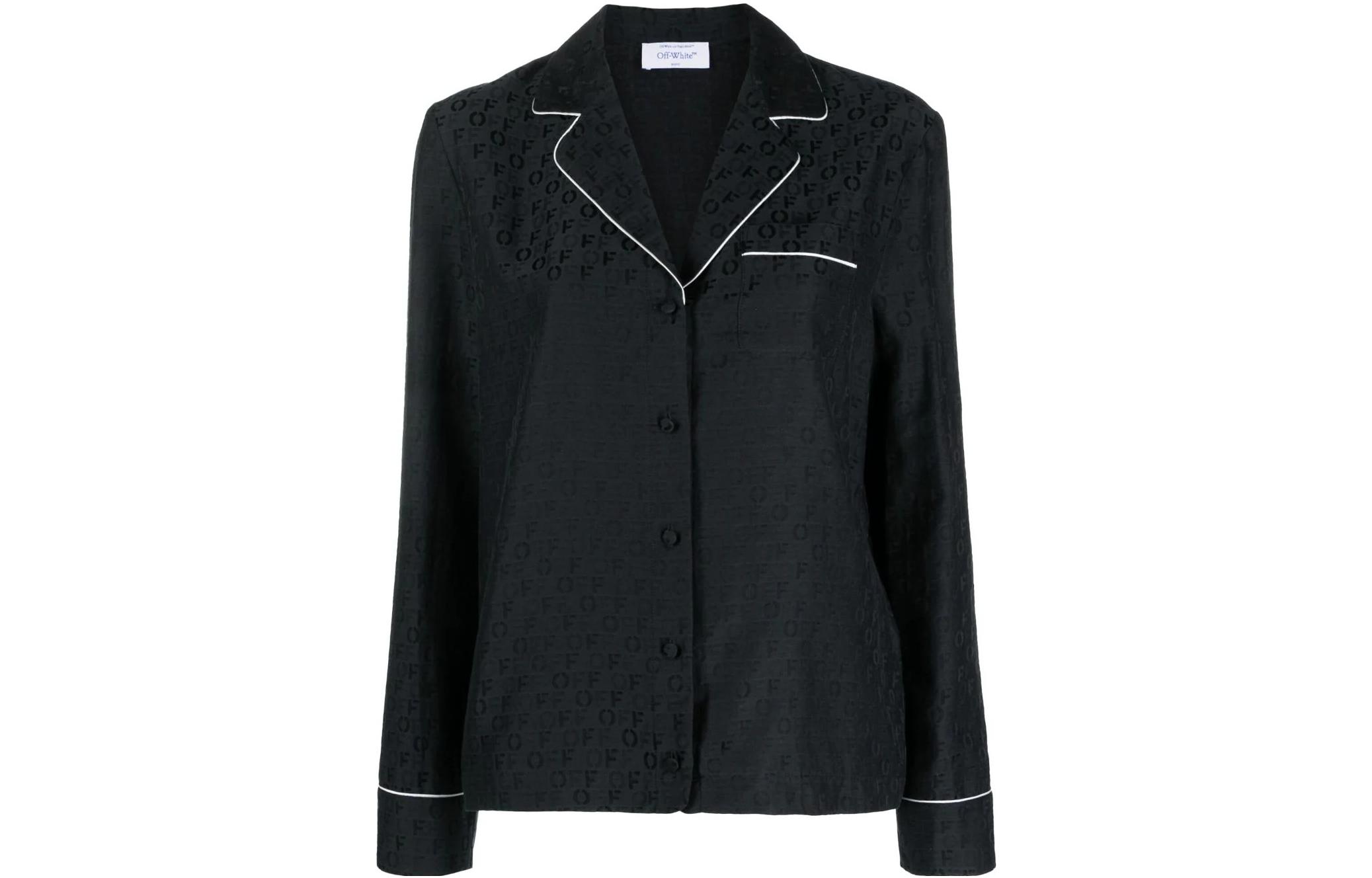 OFF-WHITE logo-jacquard satin pyjama shirt