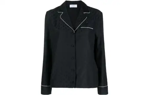 OFF-WHITE logo-jacquard satin pyjama shirt