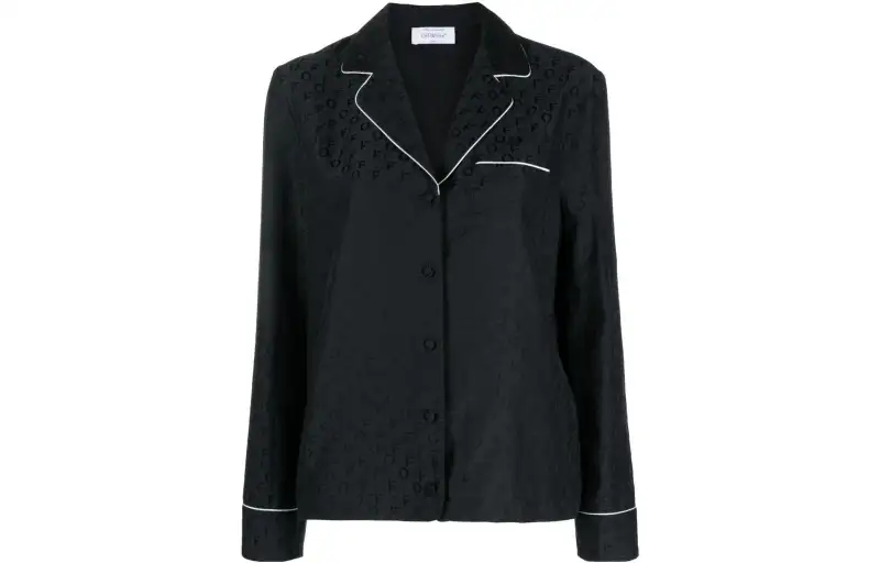 OFF-WHITE logo-jacquard satin pyjama shirt