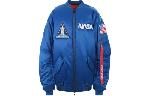 Balenciaga Jackets Women's Blue Baseball Collar Moderate Pilot