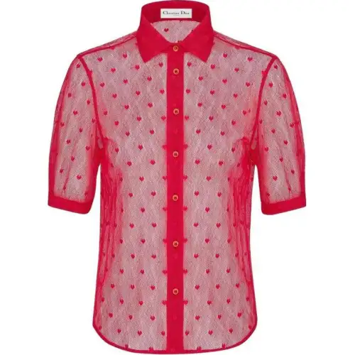 DIOR Shirts Women's Red Lapel Moderate