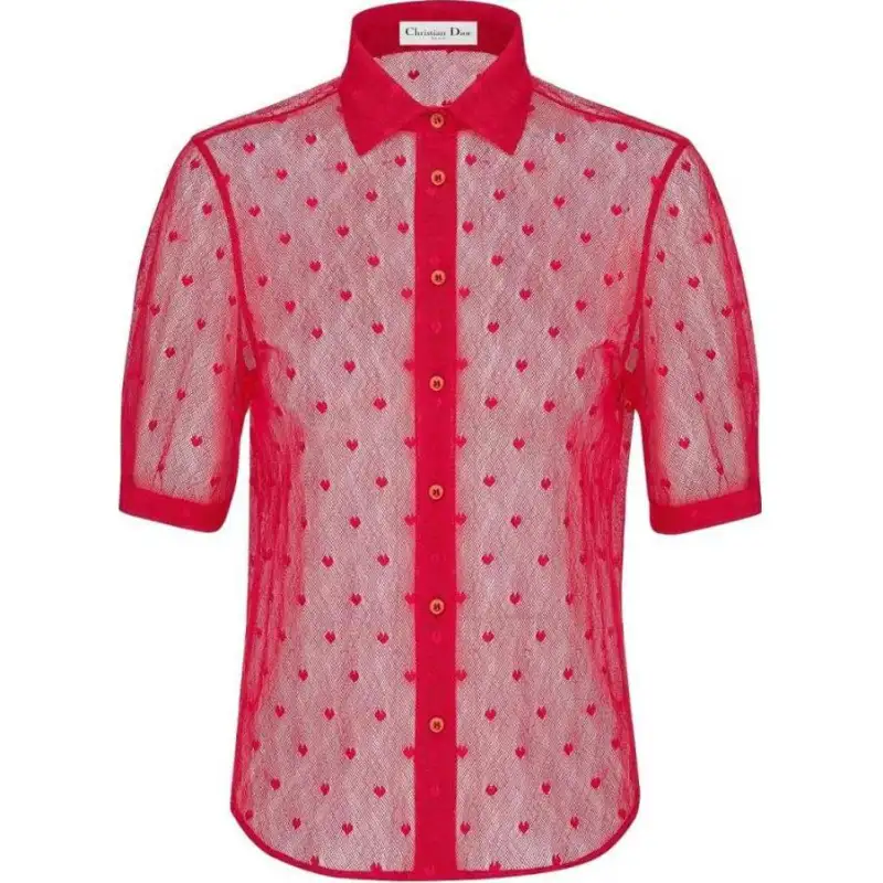 DIOR Shirts Women's Red Lapel Moderate