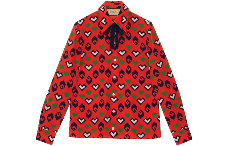 GUCCI Shirts Women's Red Pointed Collar Moderate Other