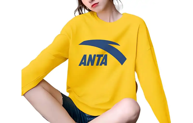 ANTA Sweatshirts Women's Yellow Crew Neck Moderate Regular