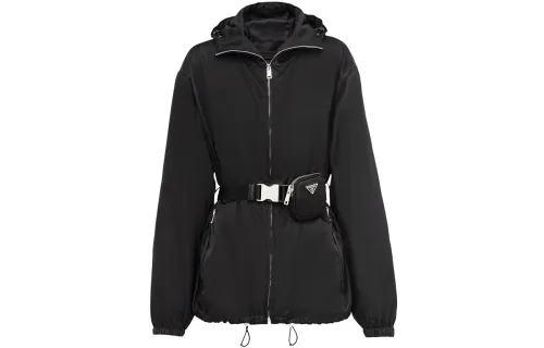PRADA Jackets Women's Black Hooded Thickened Other