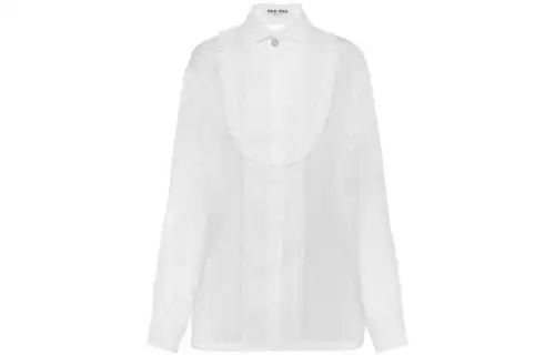 【Previous Season】semi-sheer ruffle-detail silk organza shirt