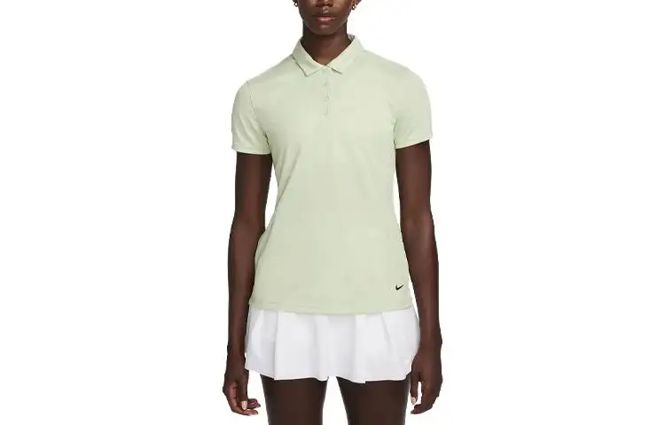 Nike Dri Fit Polo Shirts Women's Light Green Polo Collar Moderate Straight Fit