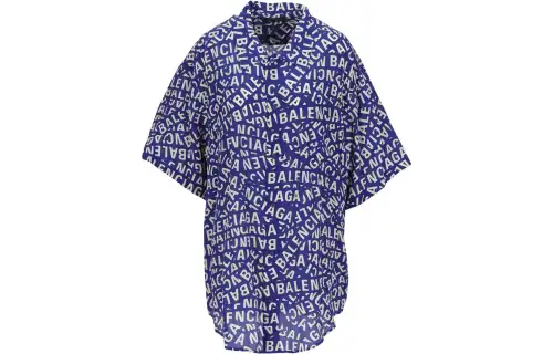 Balenciaga Shirts Women's Blue Square Collar Moderate