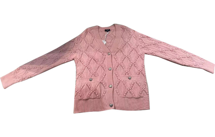 CHANEL Chanel, long-sleeve, fuchsia sweater, V-neckline