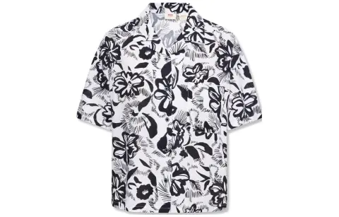 Levi's Shirts Women's Black White Print Lapel Moderate Other