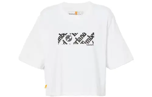 Timberland T Shirts Women's White Crew Neck Moderate Straight Fit