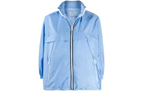 PRADA Jackets Women's Blue Stand Collar Moderate Other