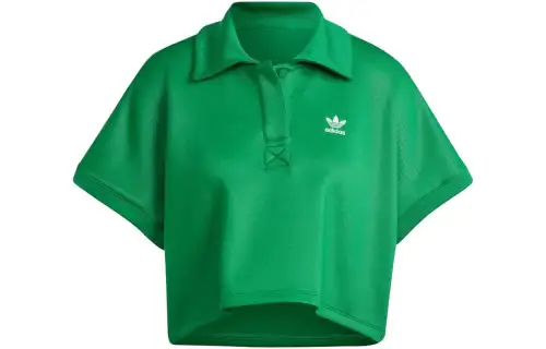 Adidas Originals Polo Shirts Women's Green Polo Collar Moderate Straight Fit