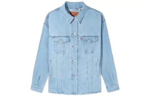 Levis Shirts Women's Light Blue Pointed Collar Moderate Denim