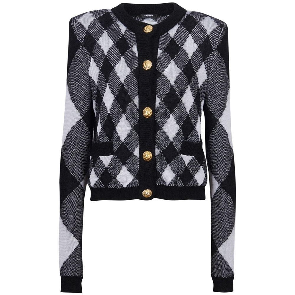 Женский кардиган BALMAIN FW24 (черно-белый)