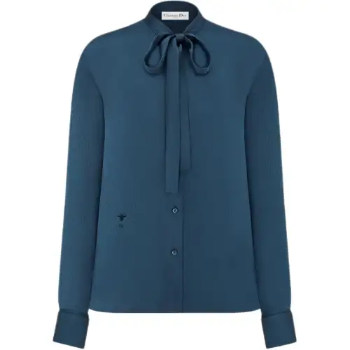 DIOR Ascot Blouse Shirt Women's Blue