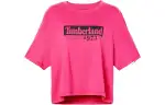 Timberland T Shirts Women's Pink Crew Neck Moderate Straight Fit