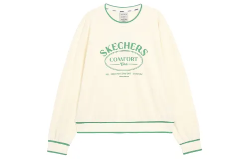 Skechers Colorful Sweatshirts Women's Butter Ecru Crew Neck Moderate Regular