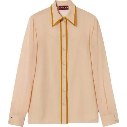 GUCCI Shirts Women's Rose Beige Pointed Collar Moderate Other