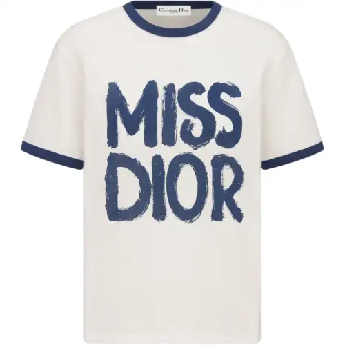 DIOR T Shirts Women's Blue Crew Neck Moderate Straight Fit