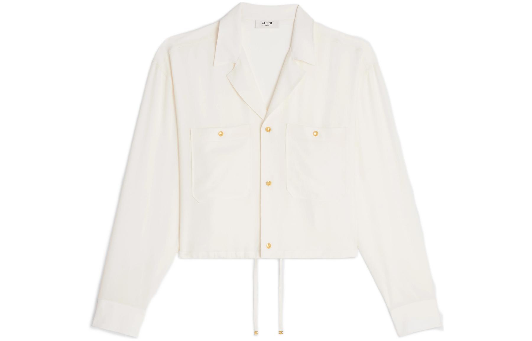 CELINE Shirts Women's White Lapel Other